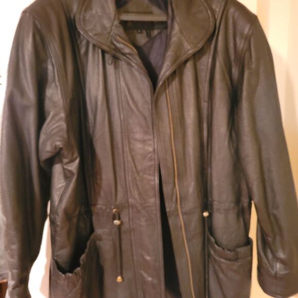 G4000 Mens Black Leather Jacket, Large - Picture 1 of 4